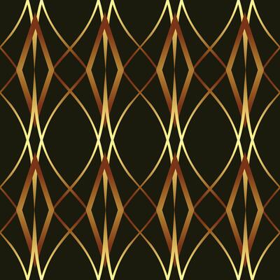 Elegant seamless geometric pattern inspired by Art Deco style, featuring intertwining diamond shapes in gold, bronze, and deep brown. Ideal for luxurious textiles, wallpapers, packaging, and digital