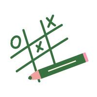 Tic tac toe game in flat design. Doodle cross lines with circles and pen. illustration isolated. vector