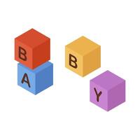 Colourful toy cubes in flat design. Toddler plaything for learning alphabet. illustration isolated. vector