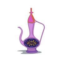 India kettle with ornate in flat design. Teapot with colourful ornament. illustration isolated. vector