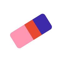School eraser flat in flat design. Mistake cleaning tool, correction supply. illustration isolated. vector