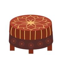 Round table with traditional Morocco ornate tablecloth in flat design. illustration isolated. vector