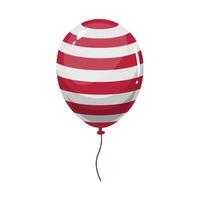 Red striped balloon with string in flat design. Shiny holiday decoration. illustration isolated. vector