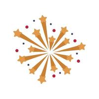 Stars exploding firework in flat design. Holiday firecracker with sparks explosion. illustration isolated. vector