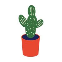 Cactus in pot in flat design. Cacti succulent in flowerpot, home plant. illustration isolated. vector