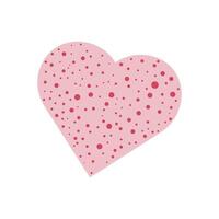 Pink heart with dots print in flat design. Romantic and lovely symbol. illustration isolated. vector