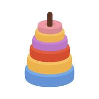 Toy pyramid in flat design. Colourful tower with rings for baby learning. illustration isolated. vector