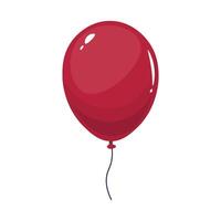 Shiny red balloon with string in flat design. Glossy holiday decoration. illustration isolated. vector