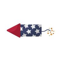 Firecracker with USA flag symbol in flat design. Holiday firecracker with stars. illustration isolated. vector