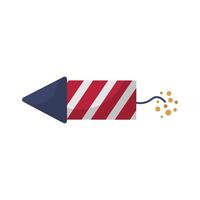 Holiday striped firecracker in flat design. Pyrotechnic rocket for night festival. illustration isolated. vector