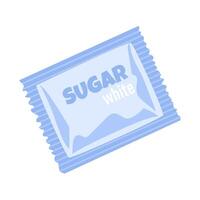 White sugar in paper package in flat design. Sweet product in sachet. illustration isolated. vector