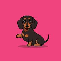 Cartoon dachshund in a pink background logo design vector