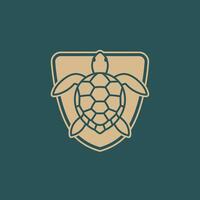 Turtle logo design on a green background vector