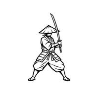 Samurai with a sword logo design vector
