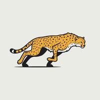 Cheetah running on the ground logo design vector
