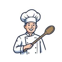 Chef with a spoon logo design vector
