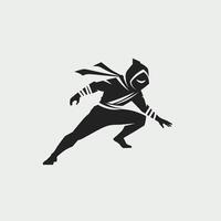 Silhouette of a ninja running logo design vector