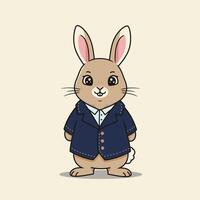 Cartoon rabbit wearing a jacket logo design vector
