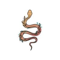 Snake with leaves logo design vector