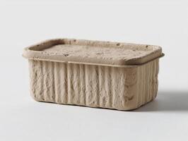 Rectangular molded paper pulp packaging with lid photo