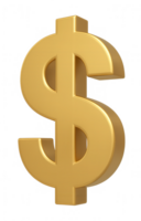 Golden Dollar Symbol Representing United States Currency on Transparent Background png