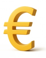 3d rendering euro symbol representing european union currency on transparent background png