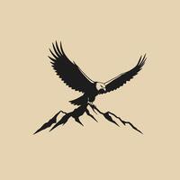 Eagle flying over mountain logo design vector