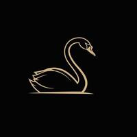 Swan on a black background logo design vector
