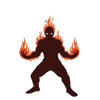 Silhouette of a man with fire logo design vector