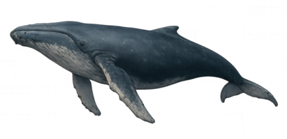 Humpback whale swimming in the ocean with transparent background png