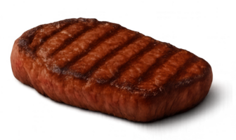 Grilled steak on transparent background showing cooking stripes png