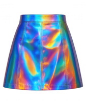 Very colorful reflective miniskirt isolated on transparent background png
