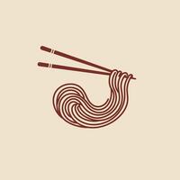 Noodles and chopsticks logo design vector