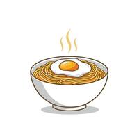 Spaghetti with egg in bowl logo design vector