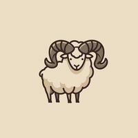 Ram with large horns logo deign vector