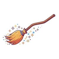 Broom with a long handle and stars around logo design vector