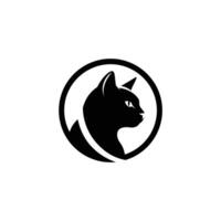 Black cat in a circle logo design vector