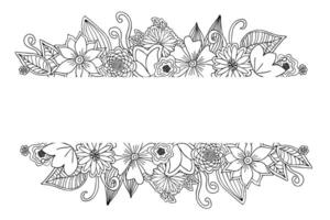 A black and white frame with flowers. vector
