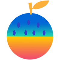 An apple with a colorful design on it png