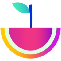 A colorful fruit with a leaf on it png