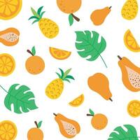 Tropical fruits background design. Hello summer background. vector