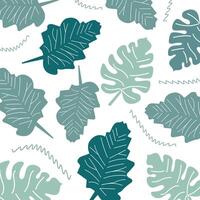 Hello summer exotic green leaves background design vector