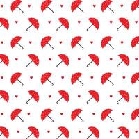 Rainy day love background. Red umbrella heart pattern background vector