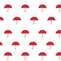 Rainy day raindrops umbrella background. Red umbrella pattern background. vector