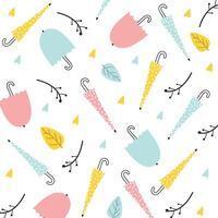 Rainy day folded colorful umbrella background design. vector