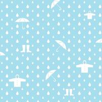 Rainy day raindrops umbrella, Rain protector blue pattern background vector