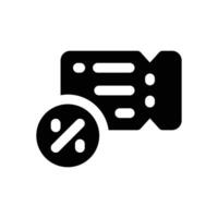 ticket glyph icon. Strong and solid icon for websites and mobile apps. vector