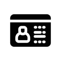 member card glyph icon. Strong and solid icon for websites and mobile apps. vector