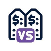 price comparison dual tone icon. Sleek and modern icon for websites and mobile apps. vector