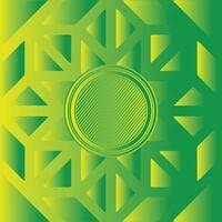 Simple green geometric mandala on gradient background, sacred geometry, flower of life and atom vector